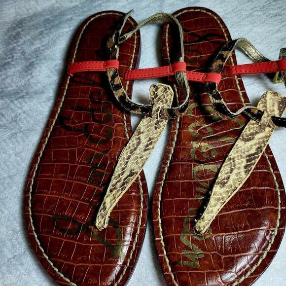 SSM EDELMAN thong sandal size 6.5 flat leather Used. - Picture 1 of 6